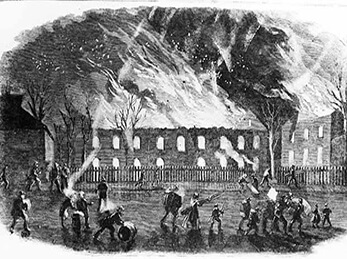 illustration of building on fire