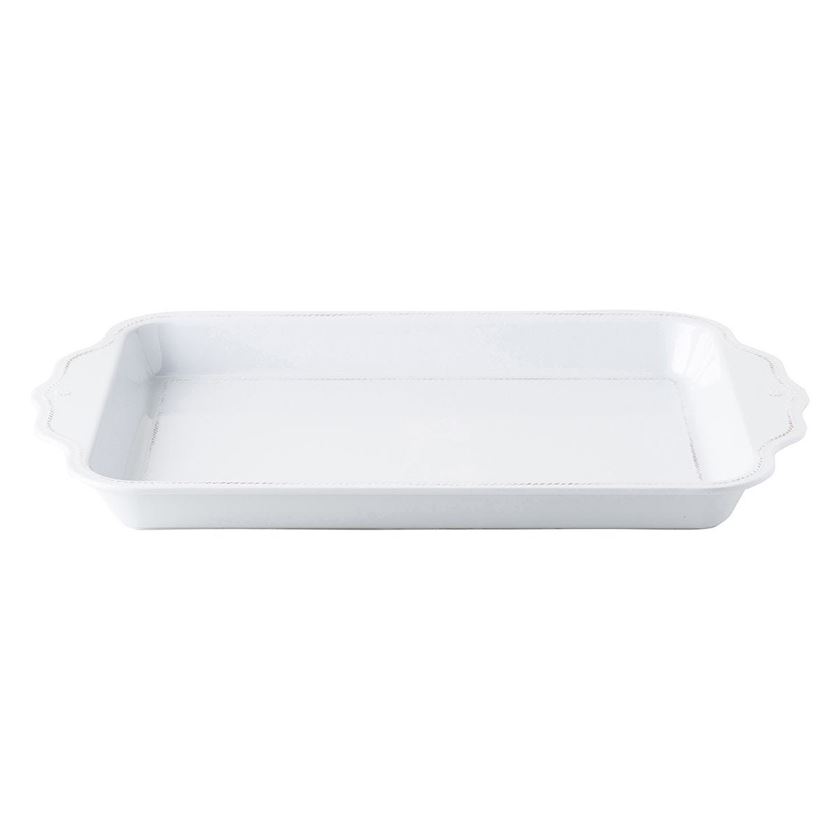 Photo of a white, handled serving tray