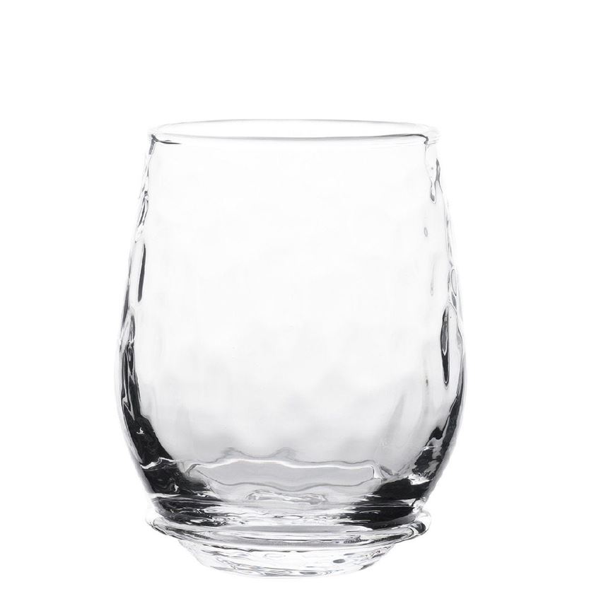 Photo of a clear carine wine glass without stem