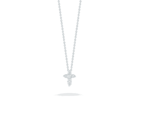 18K white gold diamond cross pendant baby necklace by Roberto Coin