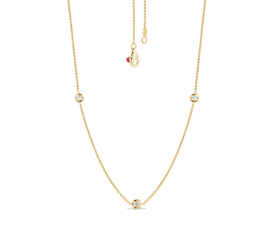 18K yellow gold chain necklace with 3 diamonds by Roberto Coin