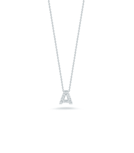 white gold letter A diamond pendant baby necklace