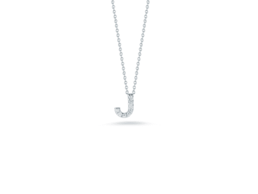 white gold letter J diamond pendant baby necklace