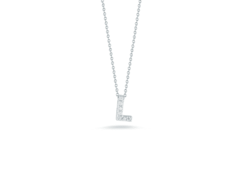 white gold letter L diamond pendant baby necklace