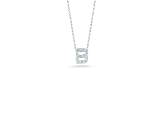 white gold letter B diamond pendant baby necklace