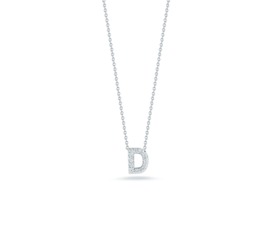 white gold letter D diamond pendant baby necklace