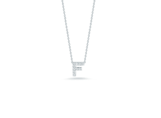 white gold letter F diamond pendant baby necklace