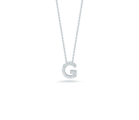 white gold letter G diamond pendant baby necklace