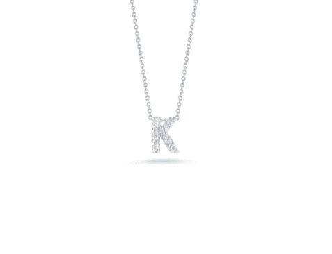 white gold initials necklace letter K diamond pendant baby necklace