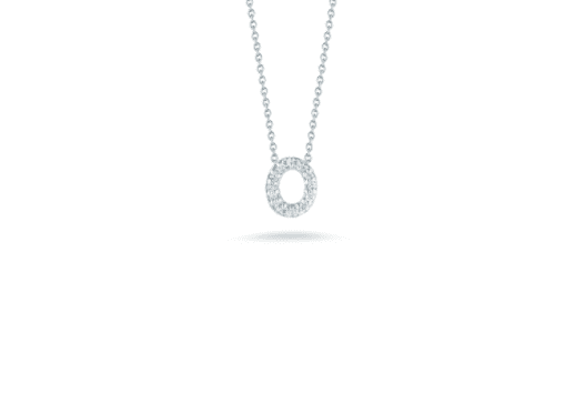 white gold initials necklace letter O diamond pendant baby necklace