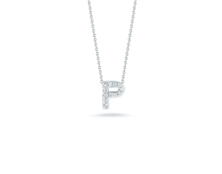 white gold initials necklace letter P diamond pendant baby necklace