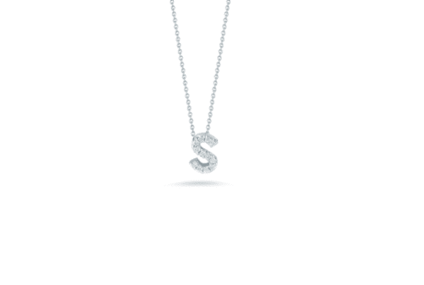 white gold initials necklace letter S diamond pendant baby necklace