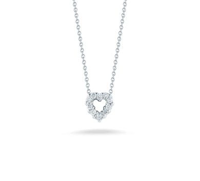 18K white gold diamond heart pendant baby necklace by Roberto Coin