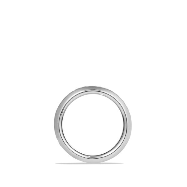 A simple, elegant silver ring displayed on a plain white background. The ring has a smooth, polished finish and a classic round shape.