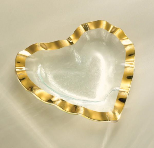  Annieglass Ruffle Heart Bowl in Gold, a Valentine’s Day Gift available at Bromberg’s.
