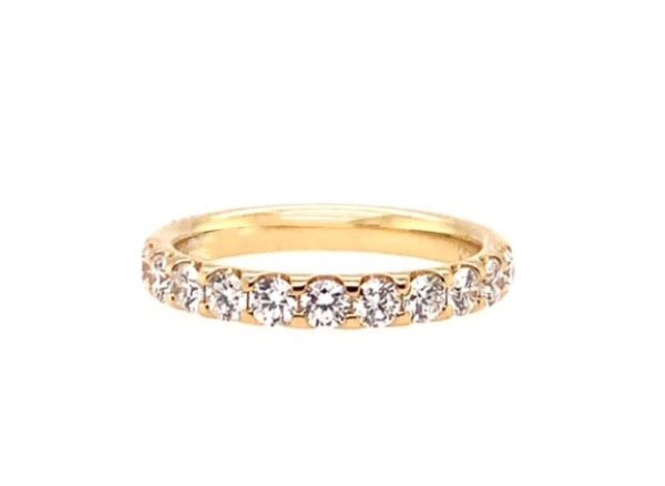 18K yellow gold diamond wedding band from Bromberg's signature collection