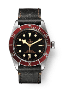 Tudor Black Bay Watch in leather and red