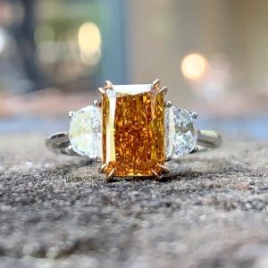 Yellow orange fancy diamond engagement ring
