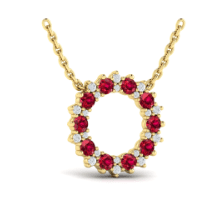 Vlora Ruby and Diamond Open Circle Pendant Necklace