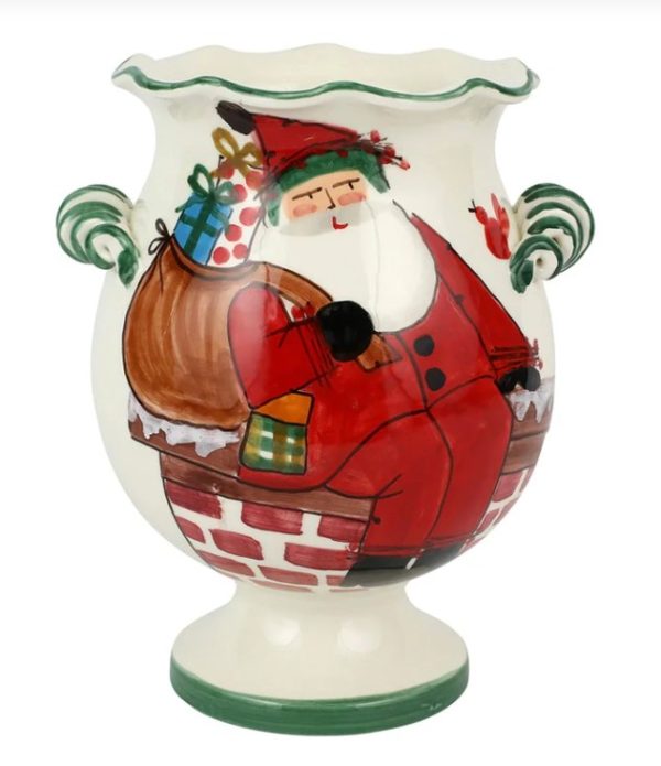 Vietri Old St. Nick Handled Cachepot with Gifts