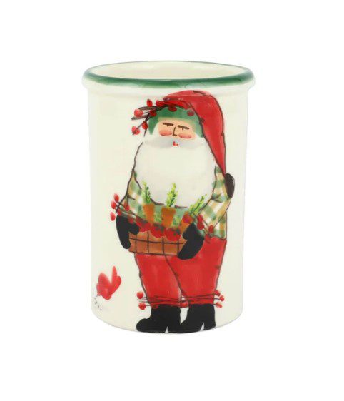 Vietri Old St. Nick Utensil Holder with Carrots