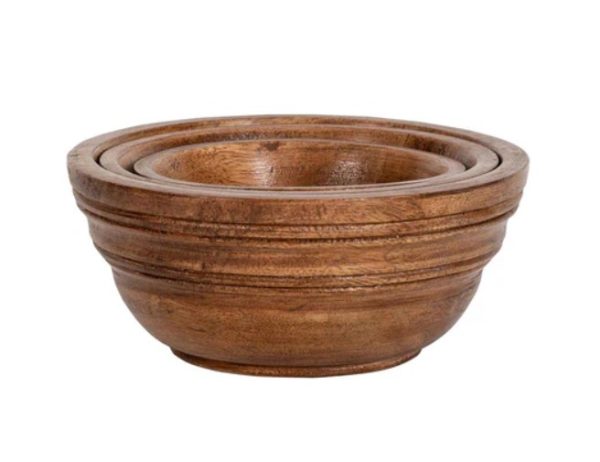 Juliska Bilbao Wood Nesting Bowl Set