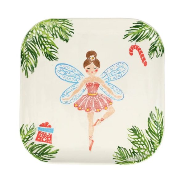 Vietri Nutcrackers Sugar Plum Fairy Square Platter