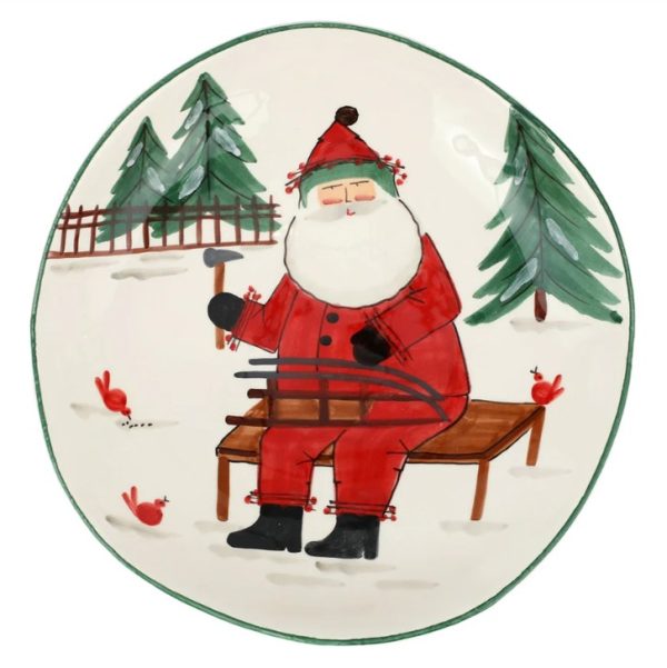 Vietri Old St. Nick Large Bowl with Sleigh