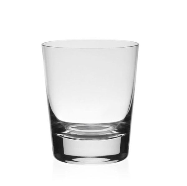 Centered against a white background is the William Yeoward Cornelia Tumbler Old Fashioned Glass, a clear, empty, cylindrical drinking glass with a thick base. The glass features smooth, glossy surfaces and is slightly wider at the top than at the base.