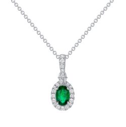 Bromberg's Signature Collection Diamond and Emerald Pendant Necklace