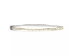 JudeFrances Mixed Metal Narrow Gold Pyramid Pave Bangle