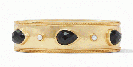 Julie Vos Cannes Stone Statement Hinge Bangle - Obsidian Black
