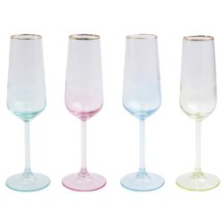 Vietri Rainbow Assorted Champagne Flutes - Set of 4