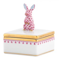 Herend Bunny Box Figurine - Raspberry