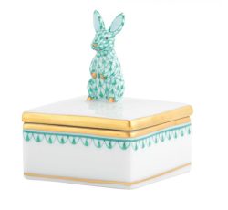 Herend Bunny Box Figurine - Green