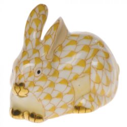 Herend Miniature Lying Rabbit Figurine - Butterscotch