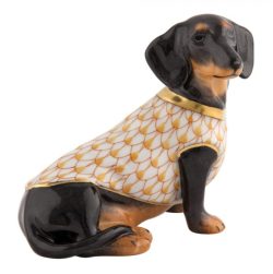 Herend Dashshund with Sweater Figurine - Butterscotch