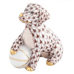 Herend Dog with Ball Figurine - Chocolate