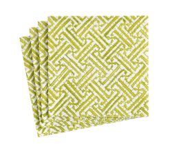 Caspari Fretwork Paper Napkins in Moss Green - Cocktail