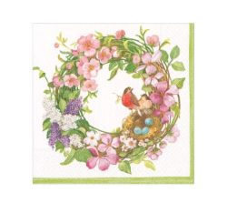 Caspari Spring Wreath Paper Napkins - Cocktail