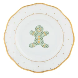 Herend Christmas Dessert Plate - Gingerbread Man