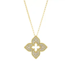 Roberto Coin Venetian Princess Pave Flower Necklace