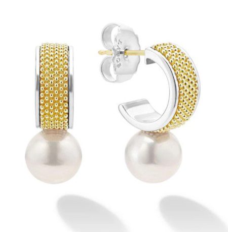 LAGOS Luna Two-Tone Pearl Hoop Earrings