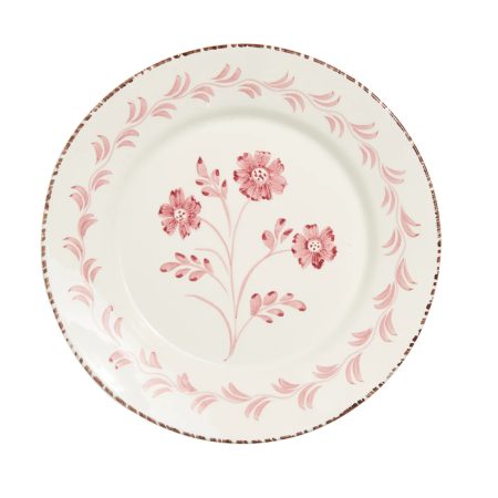 Abigails Casa Nuno Pink and White Dinner Plate, Flowers and Vines