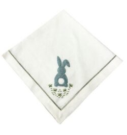 Deborah Rhodes Cottontail Embroidered Napkin - Blue