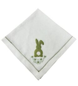 Deborah Rhodes Cottontail Embroidered Napkin - Green