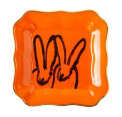 Hunt Slonem Bunny Portrait Plate - Orange