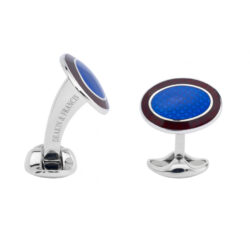 Deakin & Francis Sterling Silver Maroon and Blue Enamel Cufflinks
