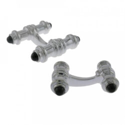 Deakin & Francis Sterling Silver Springbar Cufflinks with Onyx