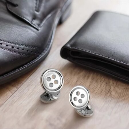 Deakin & Francis Sterling Silver Button Cufflinks - Image 3